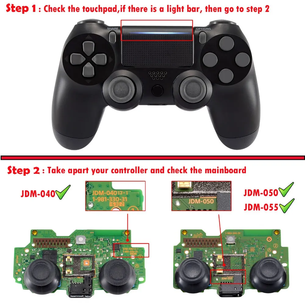 eXtremeRate WHOLE TACTILE Clicky Kit for PS4 Controller Shoulder Face Dpad Buttons, Custom Flashshot Button Stop Flex Cable, Mouse Click Kit for PS4 Controller CUH-ZCT2 JDM-040/050/055 - P4MD003