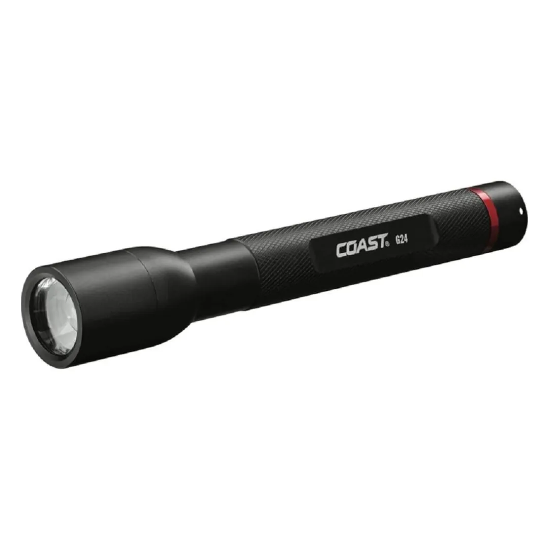 Flashlight - COAST G24 255 Lumens Black LED AA Battery BULLS-EYE™ Spot Beam, 30143