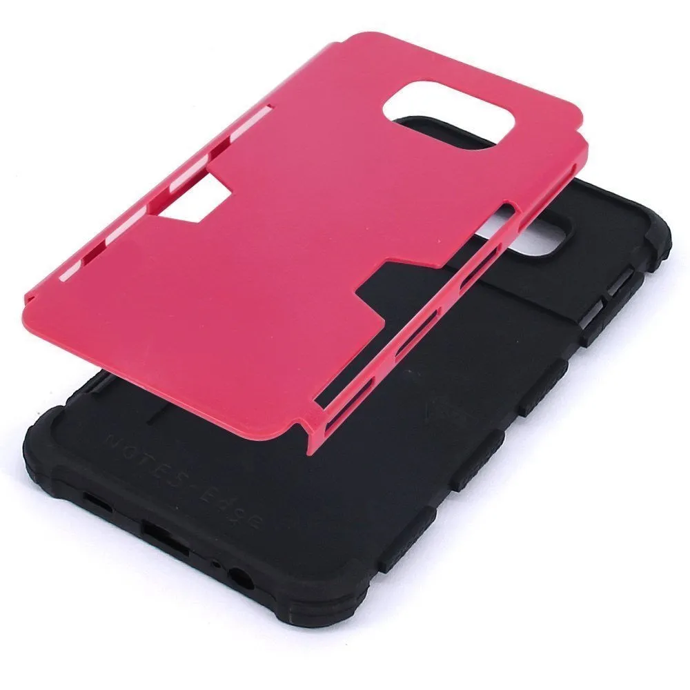 Galaxy Note 5 Case, Slim Hybrid [Card Slot Insert] Dual Layer [Shock Resistant] Case Cover for Samsung Galaxy Note 5 - Pink