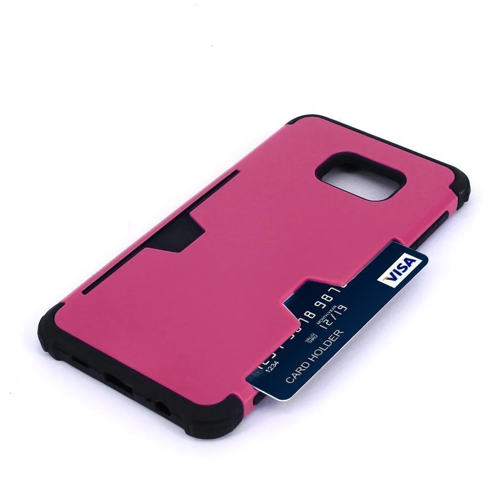 Galaxy Note 5 Case, Slim Hybrid [Card Slot Insert] Dual Layer [Shock Resistant] Case Cover for Samsung Galaxy Note 5 - Pink