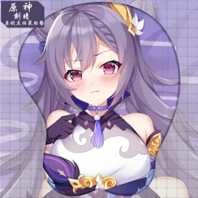Genshin impact 3D breast Mousepad - Keqing Sexy Gaming Mousepad with wrist rest