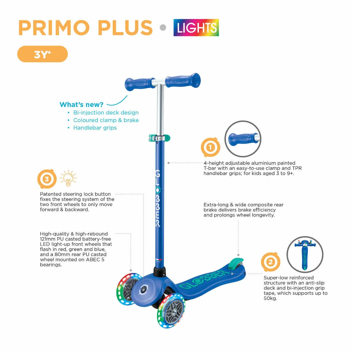 Globber 3 Wheel Primo Plus Light Up Scooter