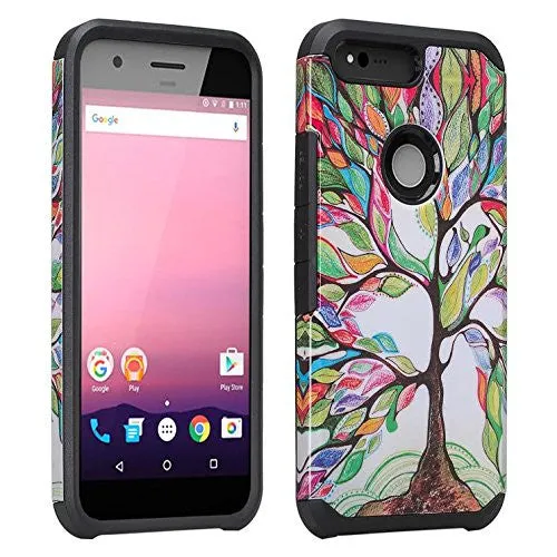 Google Pixel XL Case, Slim Hybrid Dual Layer Armor Case Cover for Google Pixel XL - Vibrant Tree