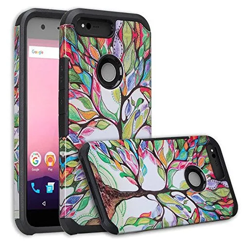 Google Pixel XL Case, Slim Hybrid Dual Layer Armor Case Cover for Google Pixel XL - Vibrant Tree