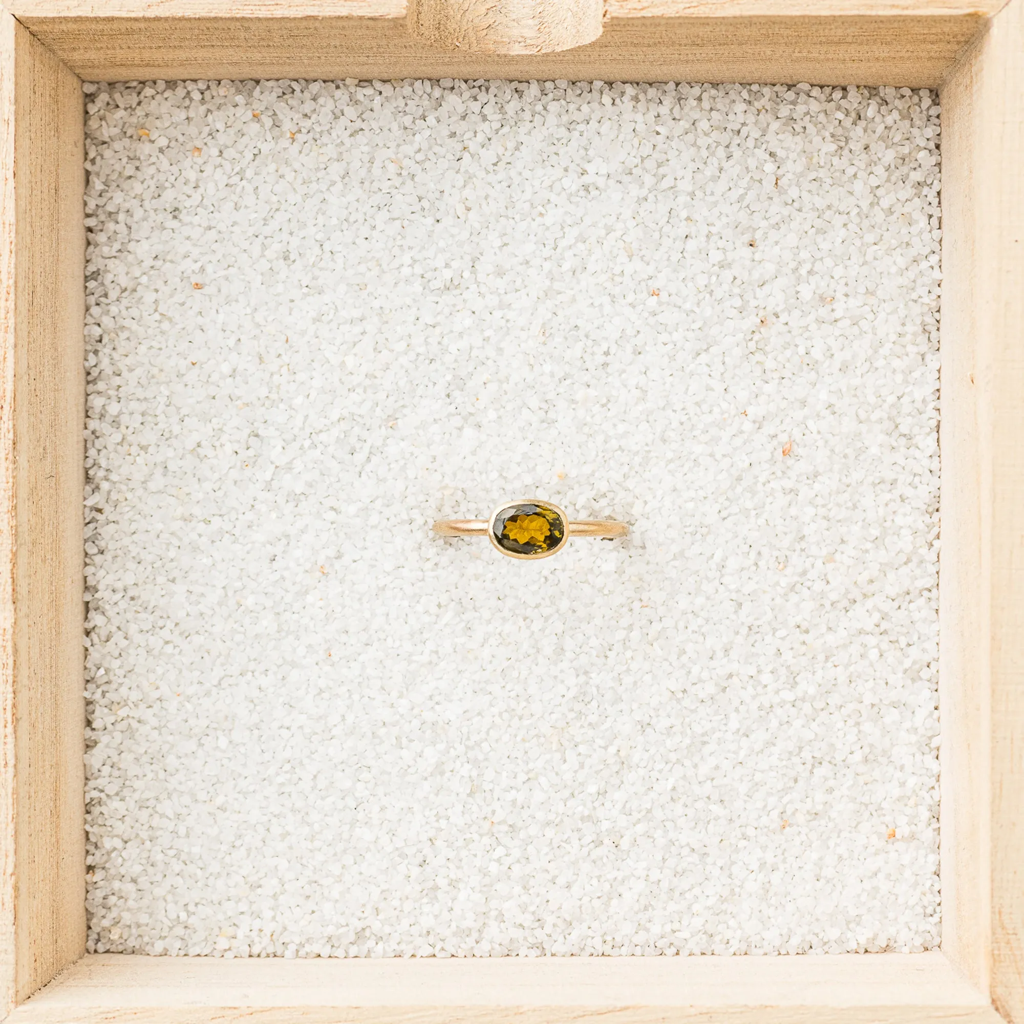 Green Tourmaline East-West Ring in 14k Gold