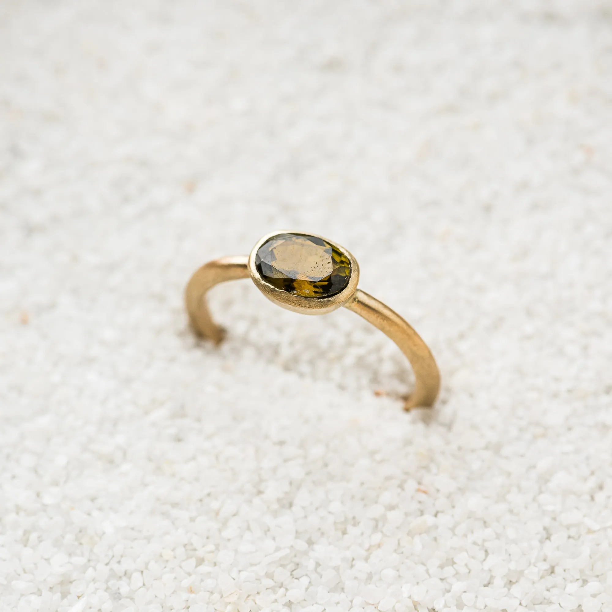 Green Tourmaline East-West Ring in 14k Gold