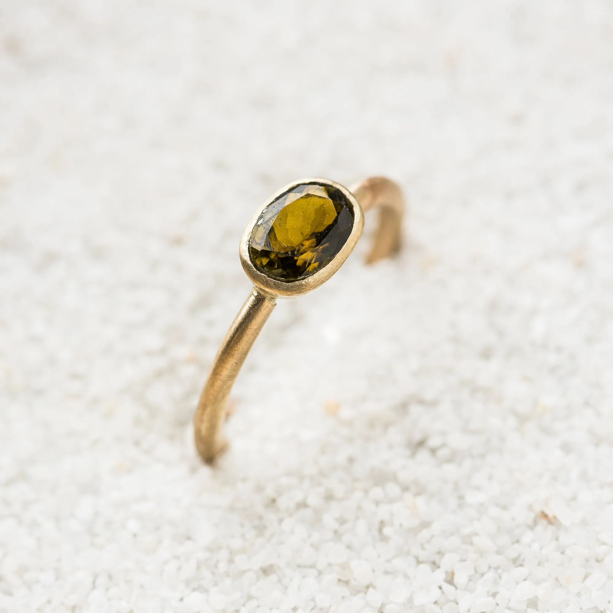 Green Tourmaline East-West Ring in 14k Gold