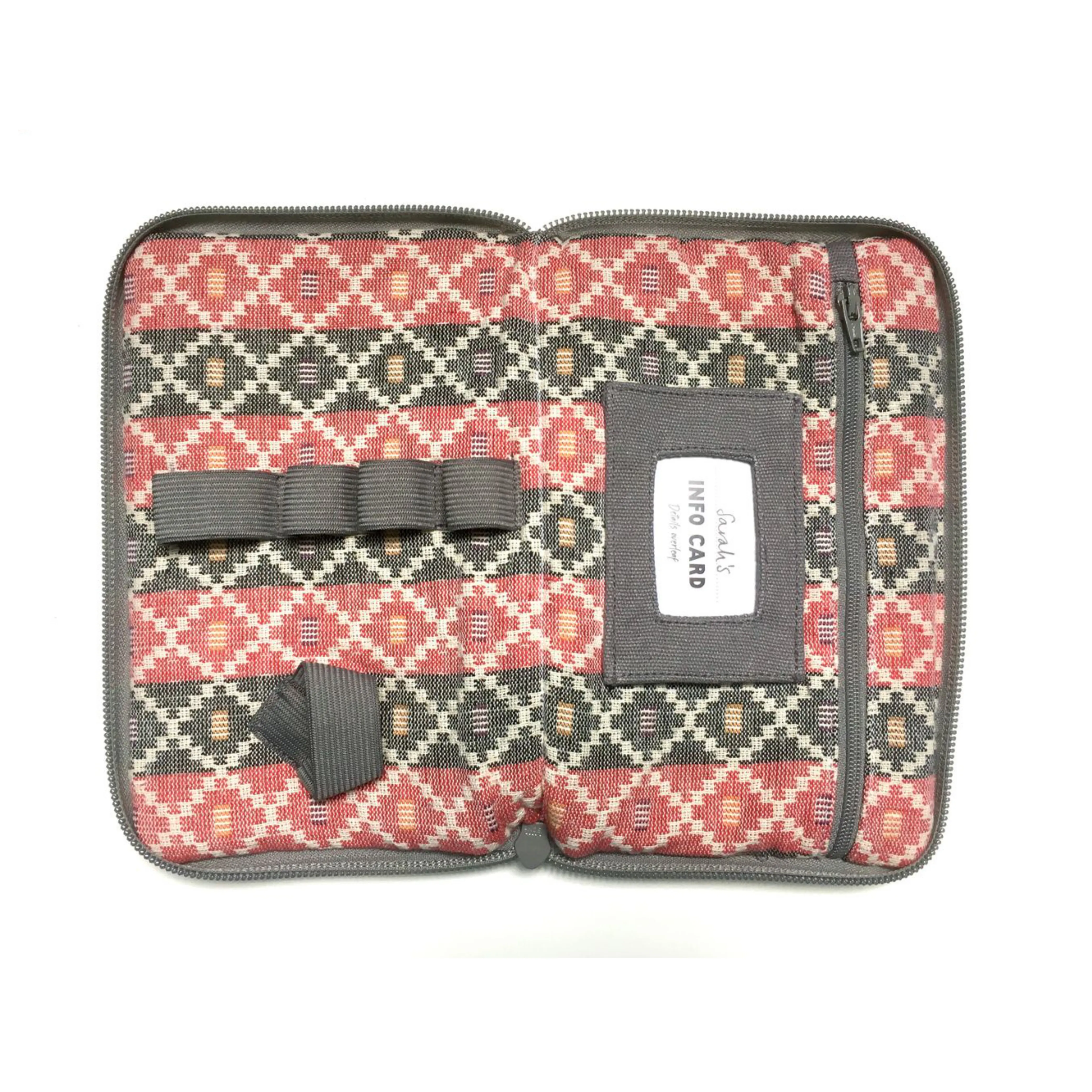 Grey Red Dhaka case medium