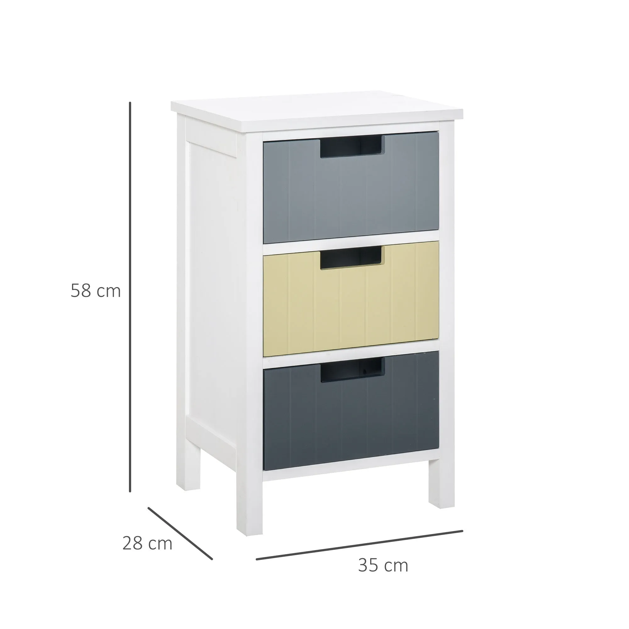 Homcom Chest of Drawers Storage Side Cabinet w/ 3 Detachable Drawers Home Furniture