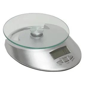 Home Basics Digital Kitchen Food Scale with Tempered Glass Platform, 7.75x5.75x1.75 Inches