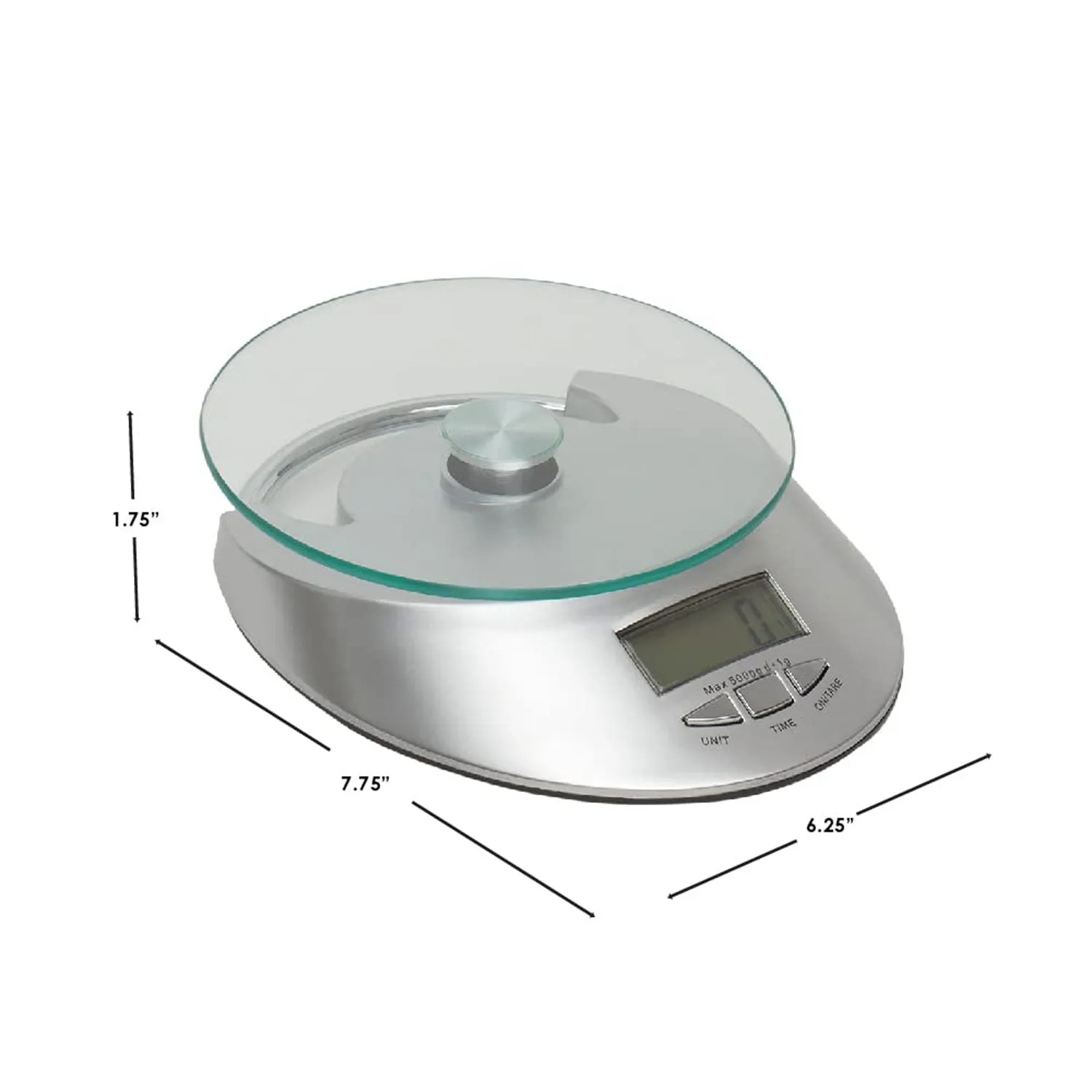 Home Basics Digital Kitchen Food Scale with Tempered Glass Platform, 7.75x5.75x1.75 Inches