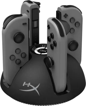 HP HyperX ChargePlay Quad, Joy-Con Charging Station for Nintendo Switch, USB, Black - 4P5M7AA