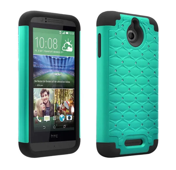 HTC Desire 510 Case, Diamond Rhinestone Slim Hybrid Case - Green