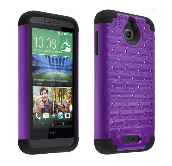 HTC Desire 510 Case, Diamond Rhinestone Slim Hybrid Case - Purple