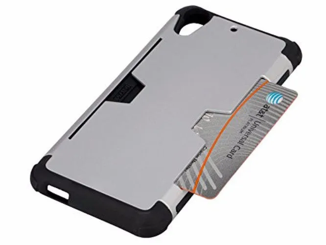 HTC Desire 626 Case, Slim Hybrid [Card Slot Insert] Dual Layer [Shock Resistant] Case Cover for Desire 626 - Silver