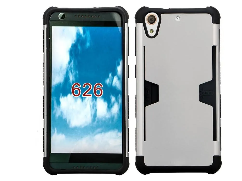 HTC Desire 626 Case, Slim Hybrid [Card Slot Insert] Dual Layer [Shock Resistant] Case Cover for Desire 626 - Silver