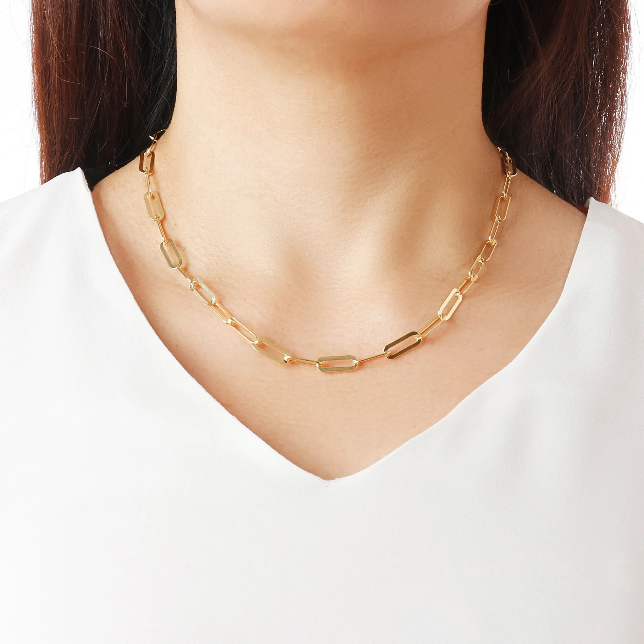 Italian Sterling Silver 18" Paperclip Link Necklace
