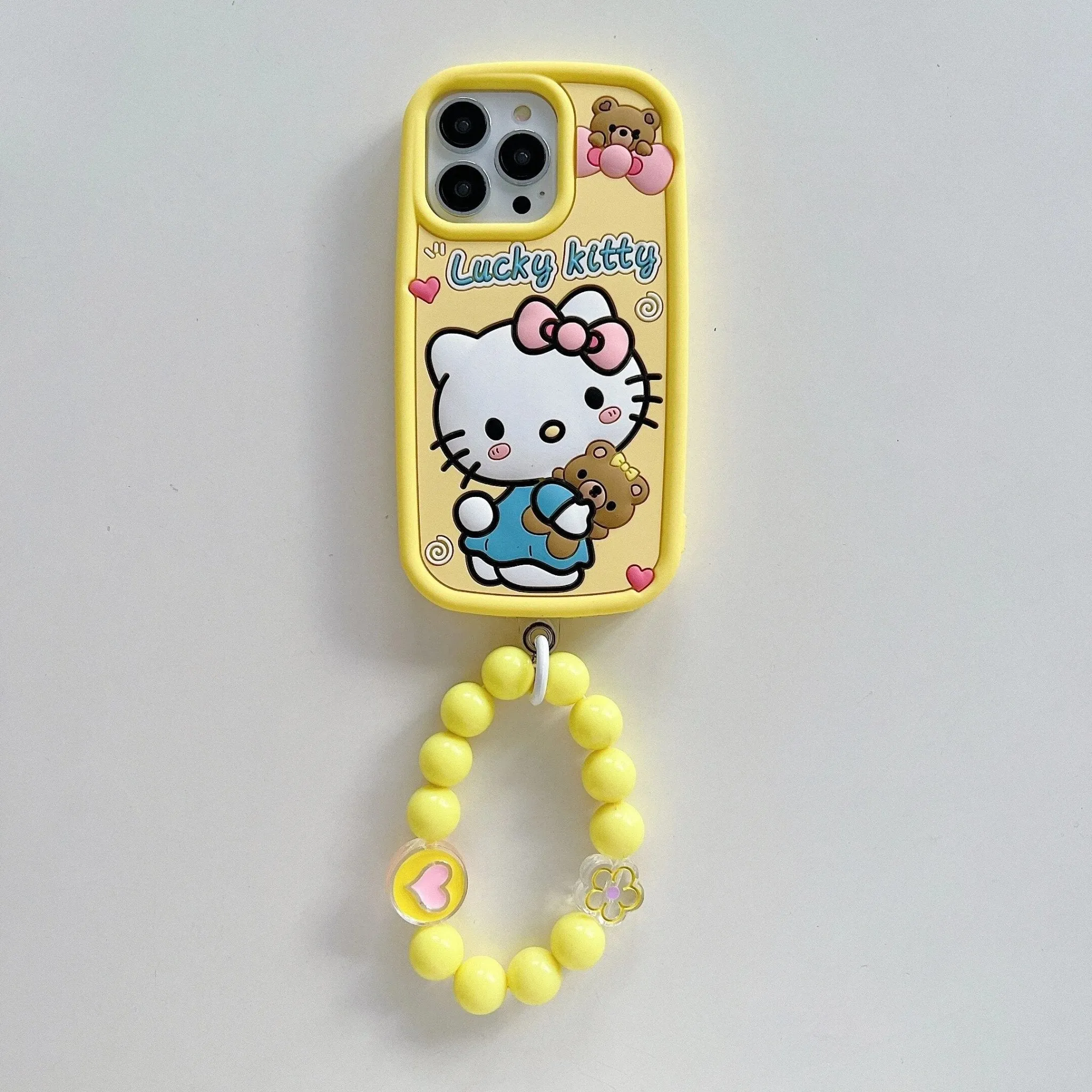 Kawaii Hello Kitty iPhone Case with Beads Bracelet