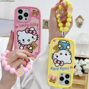 Kawaii Hello Kitty iPhone Case with Beads Bracelet