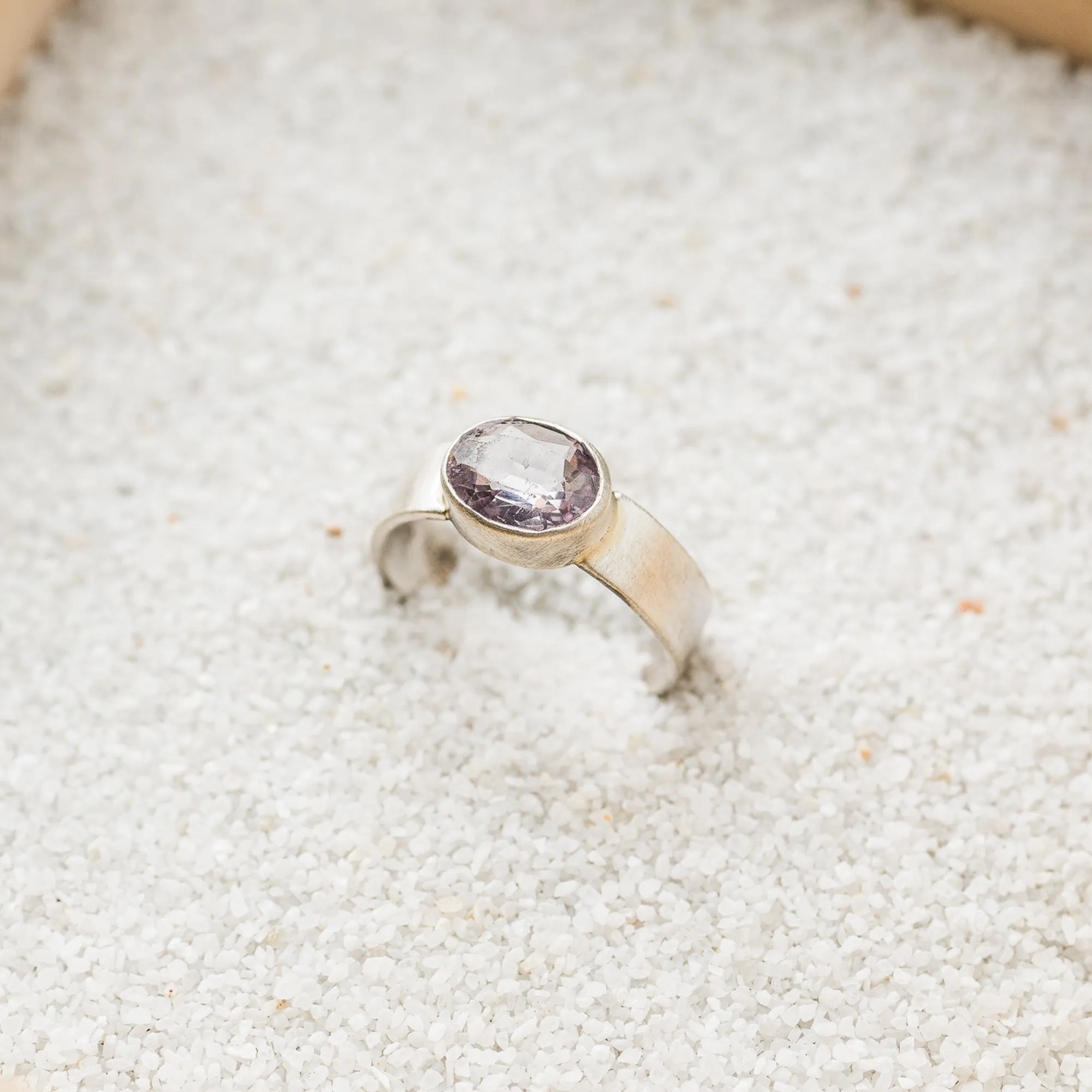 Lavender Spinel East-West Ring on Cigar Band