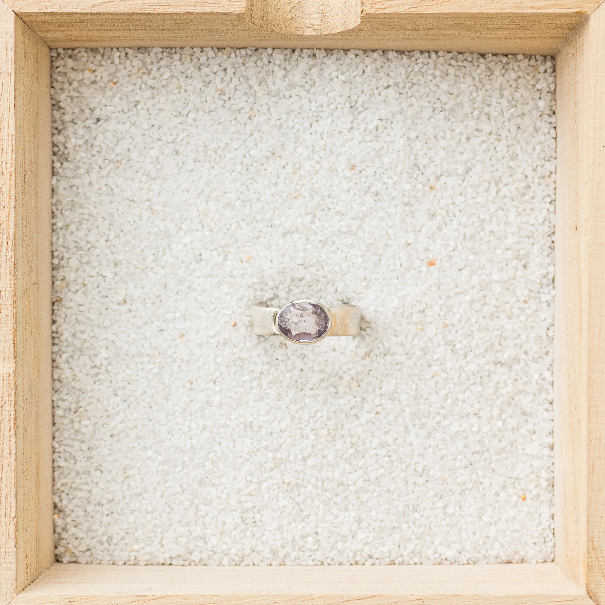 Lavender Spinel East-West Ring on Cigar Band