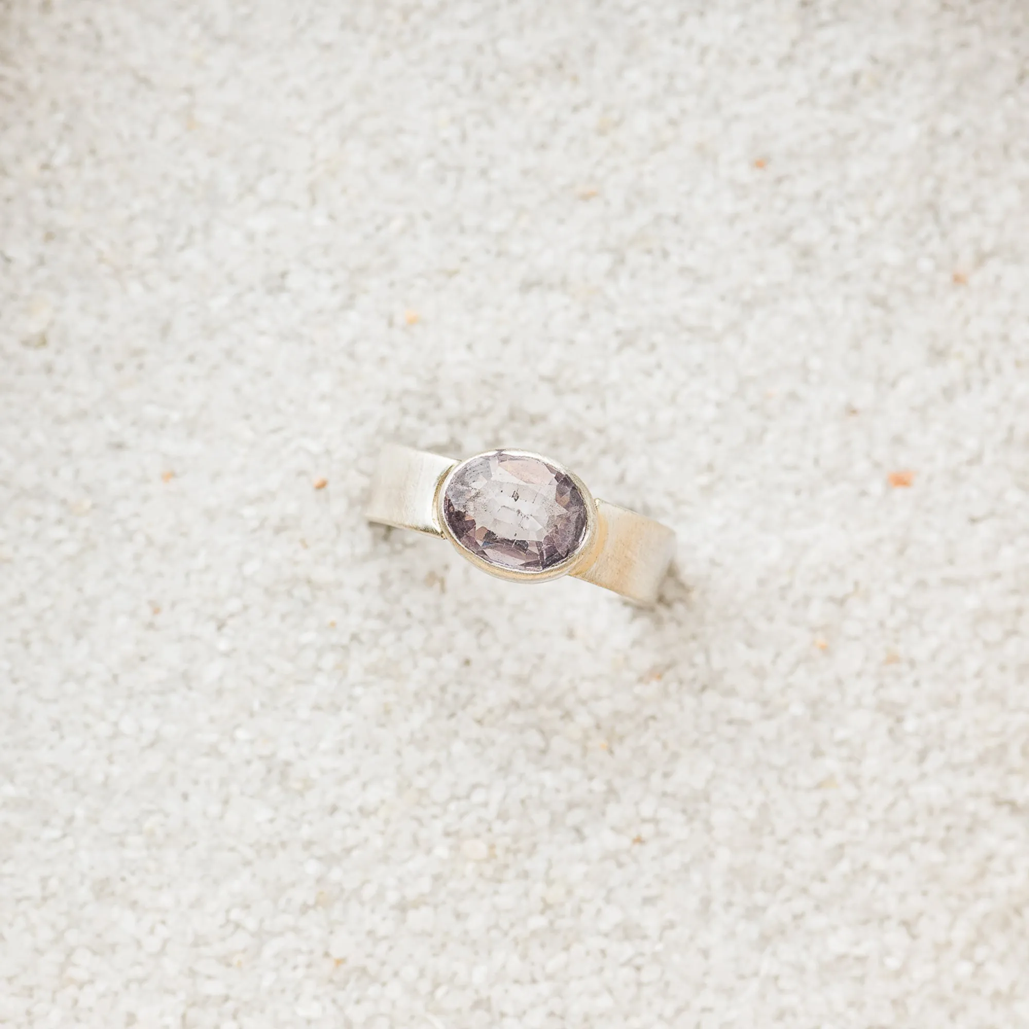Lavender Spinel East-West Ring on Cigar Band