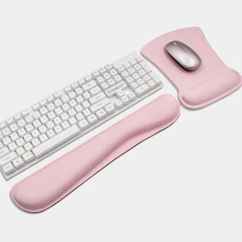 Mouse Pad with Wrist Support and Keyboard Wrist Rest Pad Set,Ergonomic Mouse Pads for Computers Laptop,Non-Slip Comfortable Mousepad w/Raised Memory Foam for Easy Typing Pain Relief (Eiffel Tower)