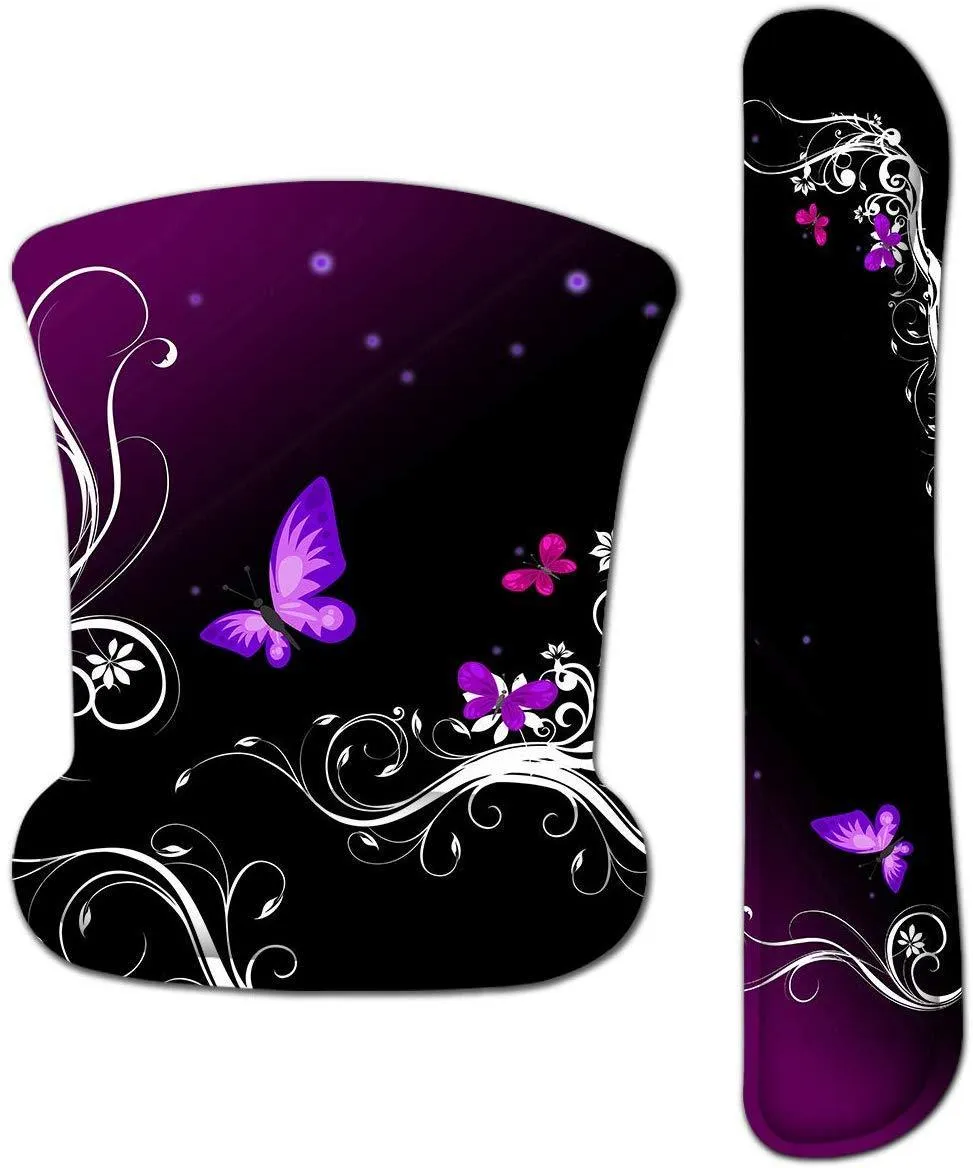 Mouse Pad with Wrist Support and Keyboard Wrist Rest Pad Set,Ergonomic Mouse Pads for Computers Laptop,Non-Slip Comfortable Mousepad w/Raised Memory Foam for Easy Typing Pain Relief (Eiffel Tower)