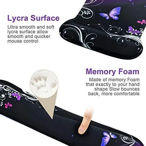 Mouse Pad with Wrist Support and Keyboard Wrist Rest Pad Set,Ergonomic Mouse Pads for Computers Laptop,Non-Slip Comfortable Mousepad w/Raised Memory Foam for Easy Typing Pain Relief (Eiffel Tower)