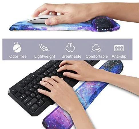 Mouse Pad with Wrist Support and Keyboard Wrist Rest Pad Set,Ergonomic Mouse Pads for Computers Laptop,Non-Slip Comfortable Mousepad w/Raised Memory Foam for Easy Typing Pain Relief (Eiffel Tower)