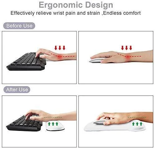 Mouse Pad with Wrist Support and Keyboard Wrist Rest Pad Set,Ergonomic Mouse Pads for Computers Laptop,Non-Slip Comfortable Mousepad w/Raised Memory Foam for Easy Typing Pain Relief (Eiffel Tower)