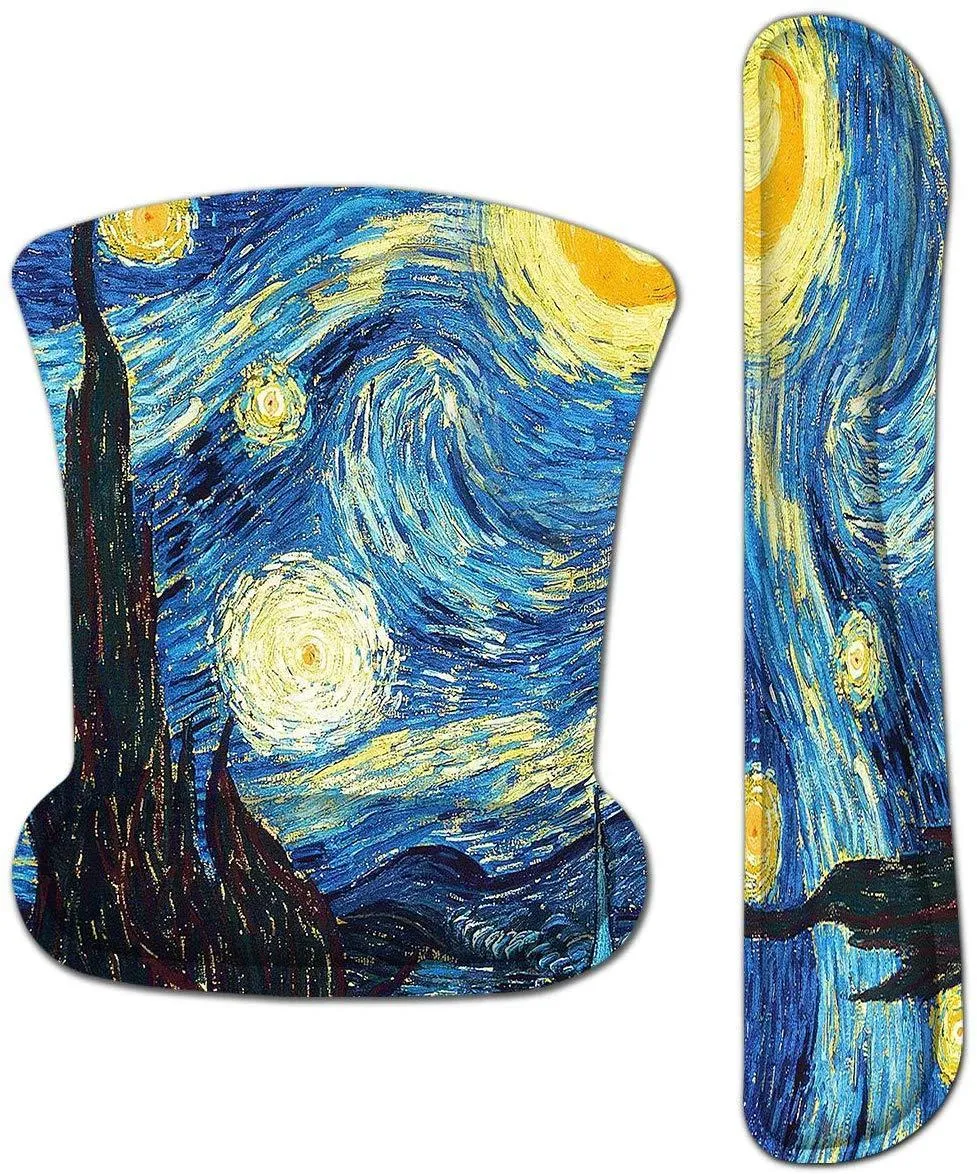 Mouse Pad with Wrist Support and Keyboard Wrist Rest Pad Set,Ergonomic Mouse Pads for Computers Laptop,Non-Slip Comfortable Mousepad w/Raised Memory Foam for Easy Typing Pain Relief (Eiffel Tower)