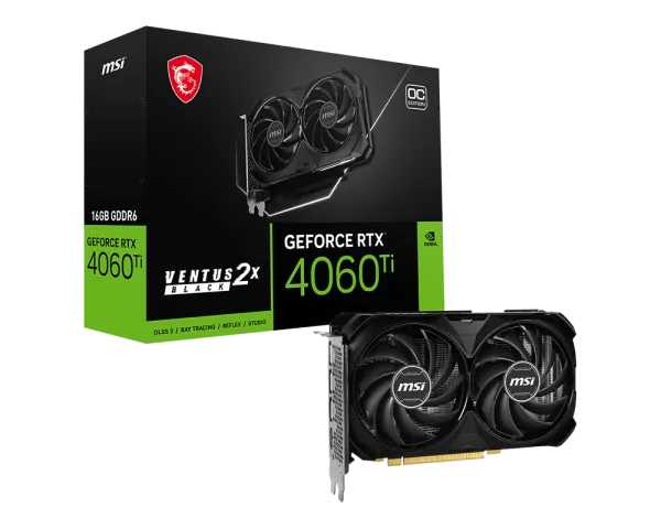 MSI Graphic Card RTX 4060 TI 16GB OC Ventus 2x