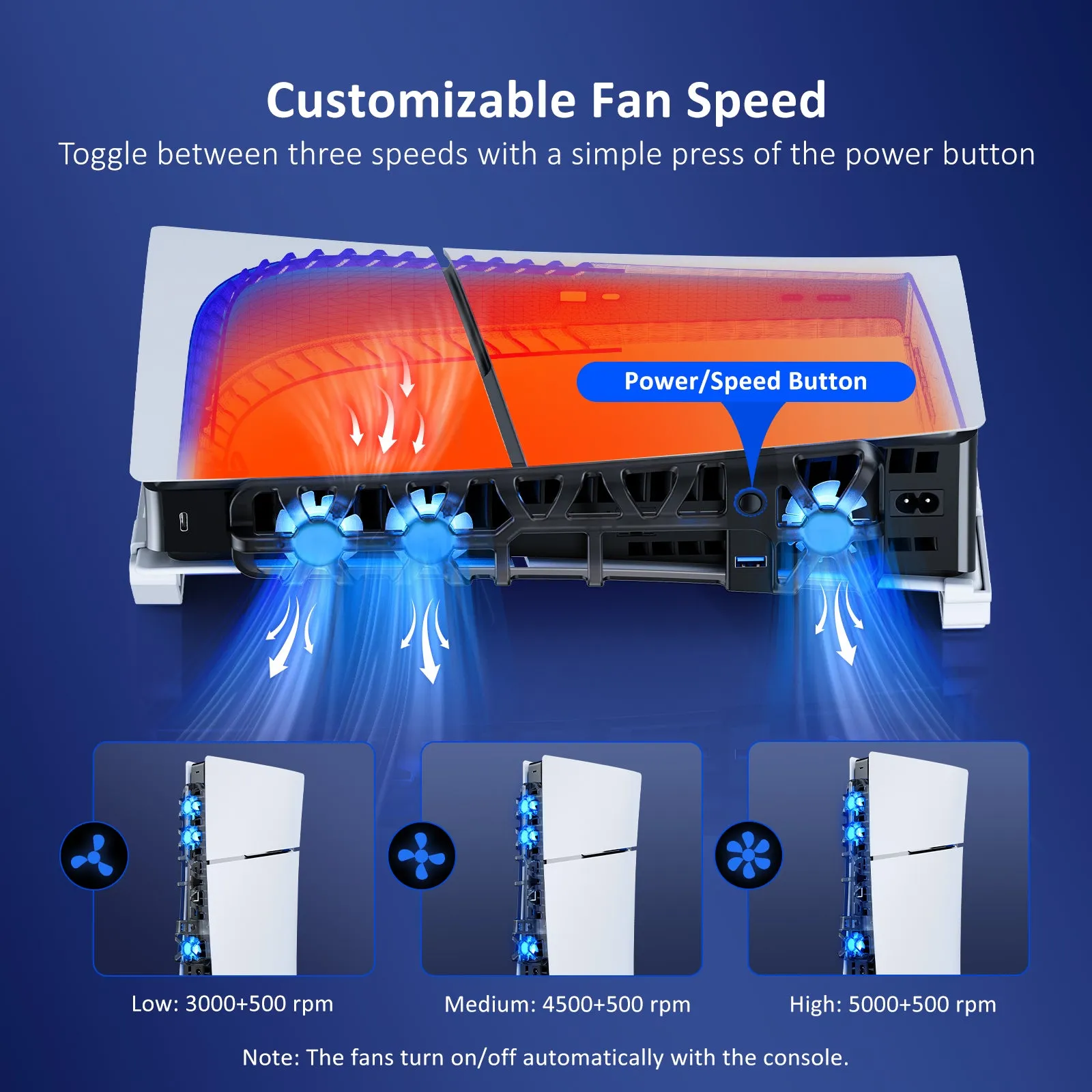 NexiGo PS5 Slim Horizontal Stand with Fan