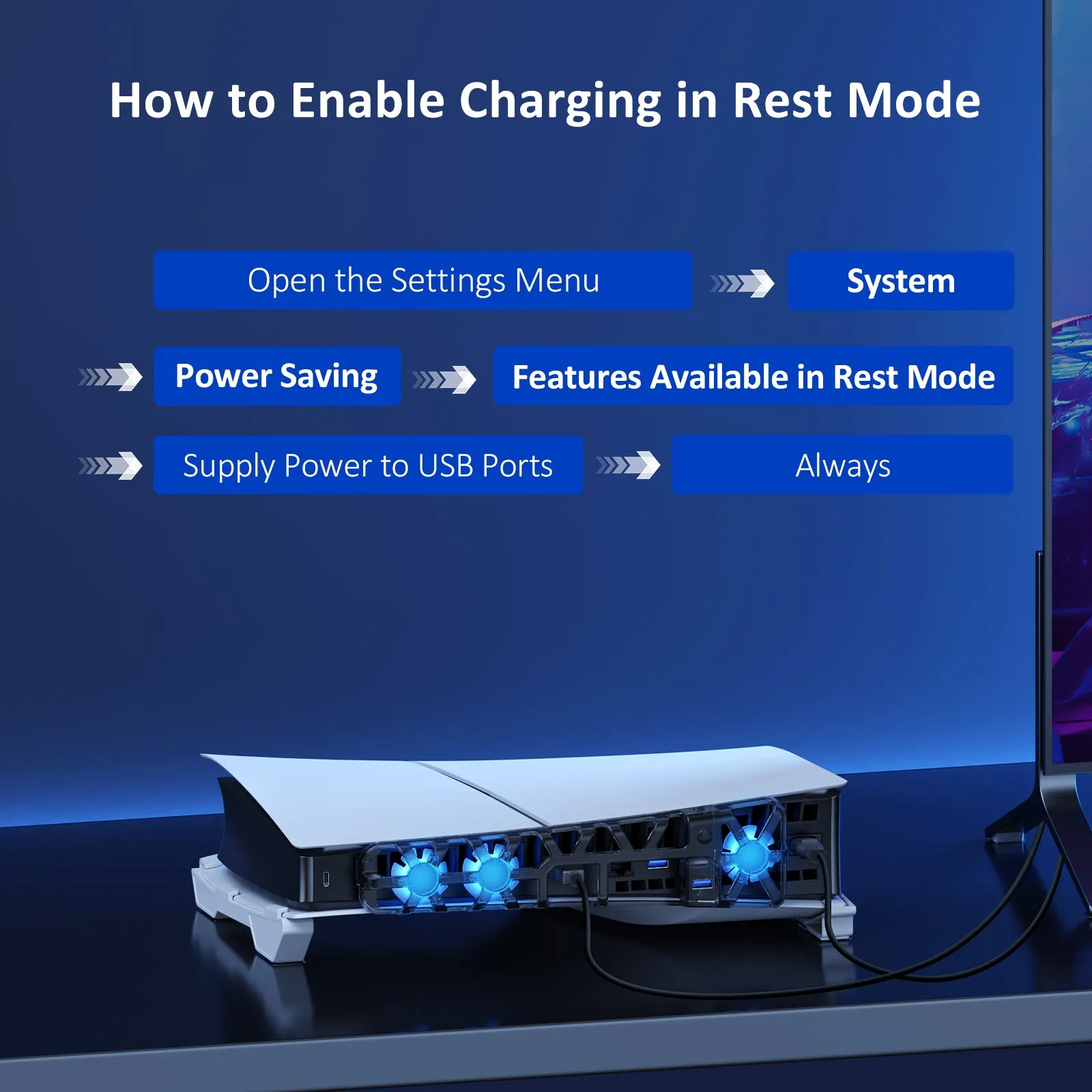 NexiGo PS5 Slim Horizontal Stand with Fan