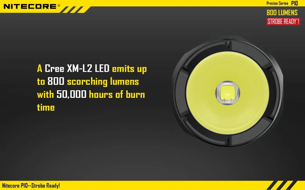 Nitecore P10 Precise Series 1 x 18650 / 2 x CR123A CREE XM-L2 T6 800 Lumen LED Flashlight