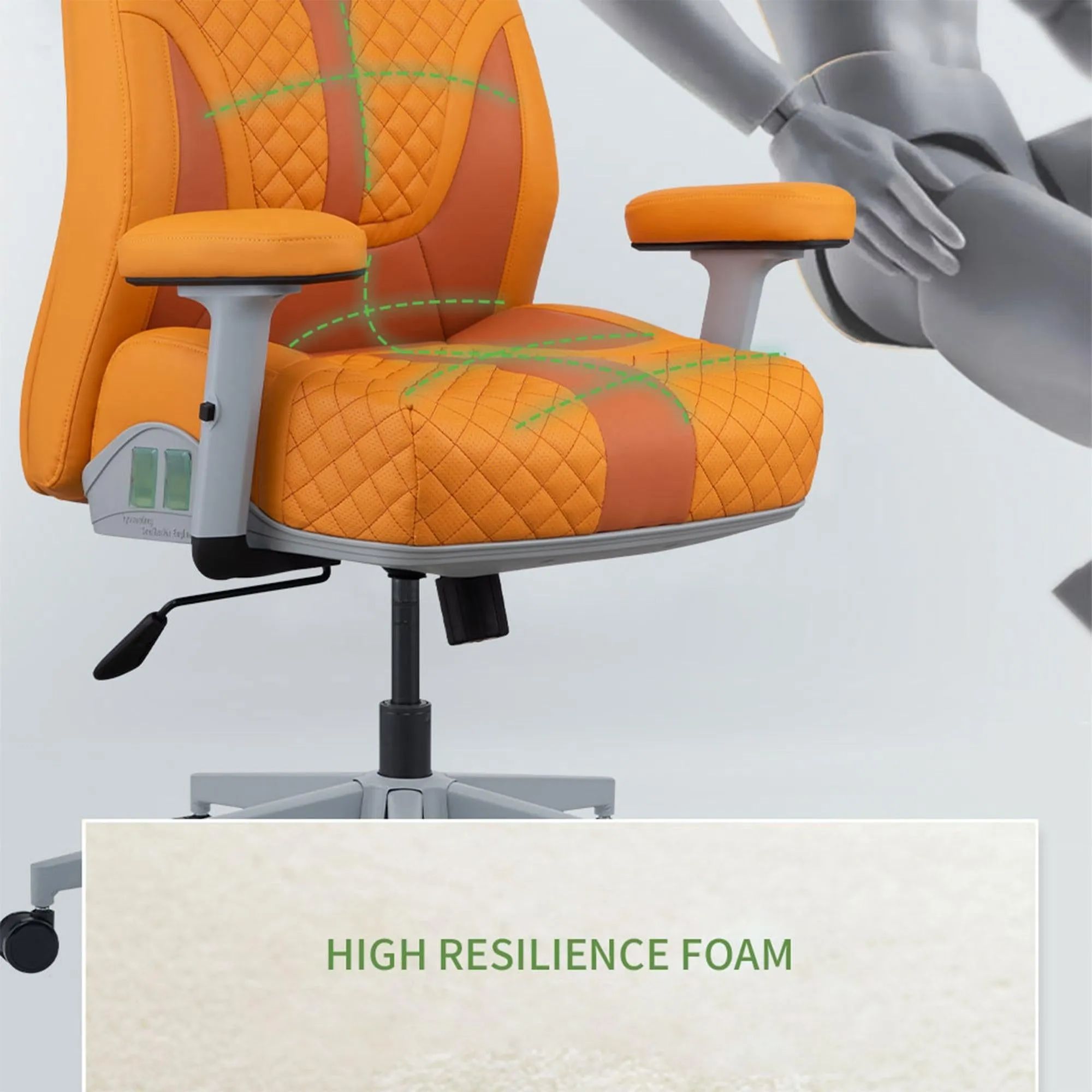 Office Desk Chair, Air Cushion Low Back Ergonomic Managerial Executive Chairs, Headrest and Lumbar Support Desk Chairs with Wheels and Armrest, Orange/Dark Orange