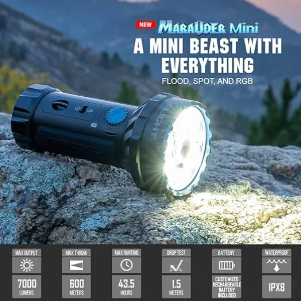 OLIGHT MARAUDERMINIBK Marauder Mini Powerful LED Flashlight With RGB