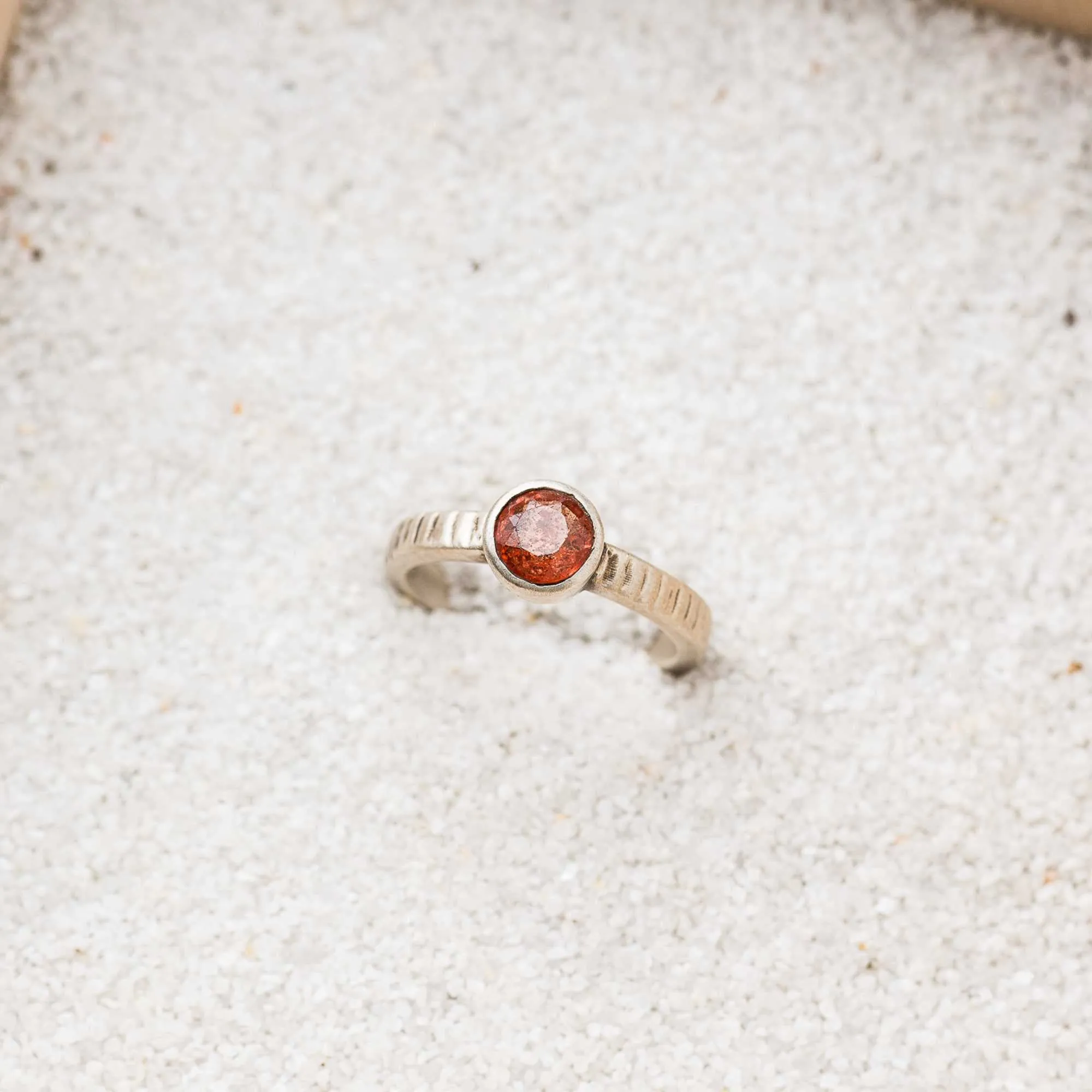 Orange Spinel Ring on Slotted Band