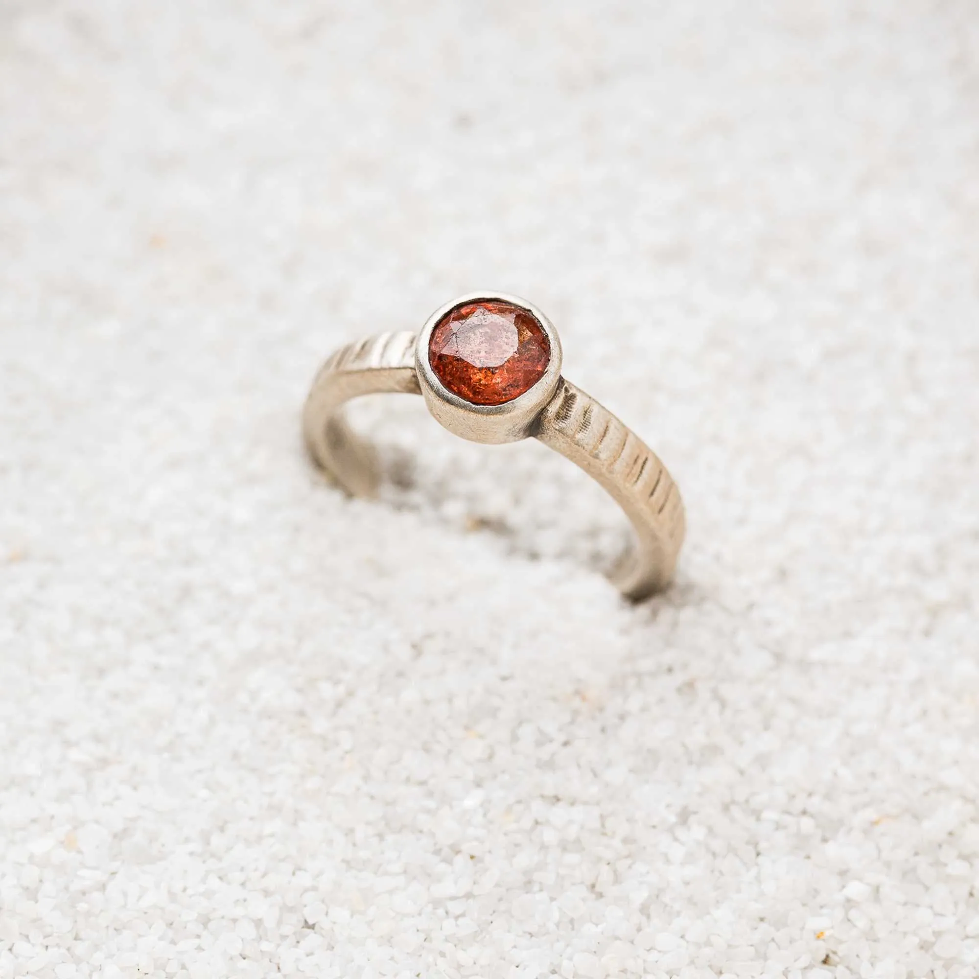 Orange Spinel Ring on Slotted Band