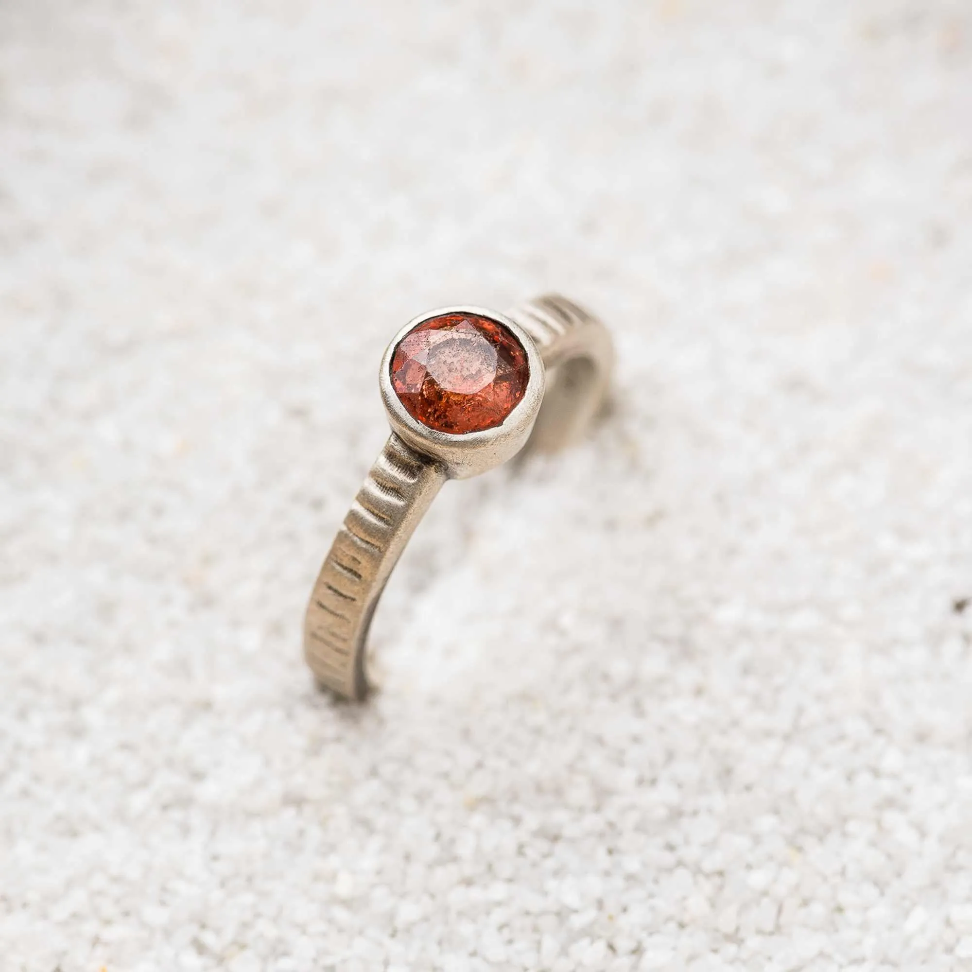 Orange Spinel Ring on Slotted Band