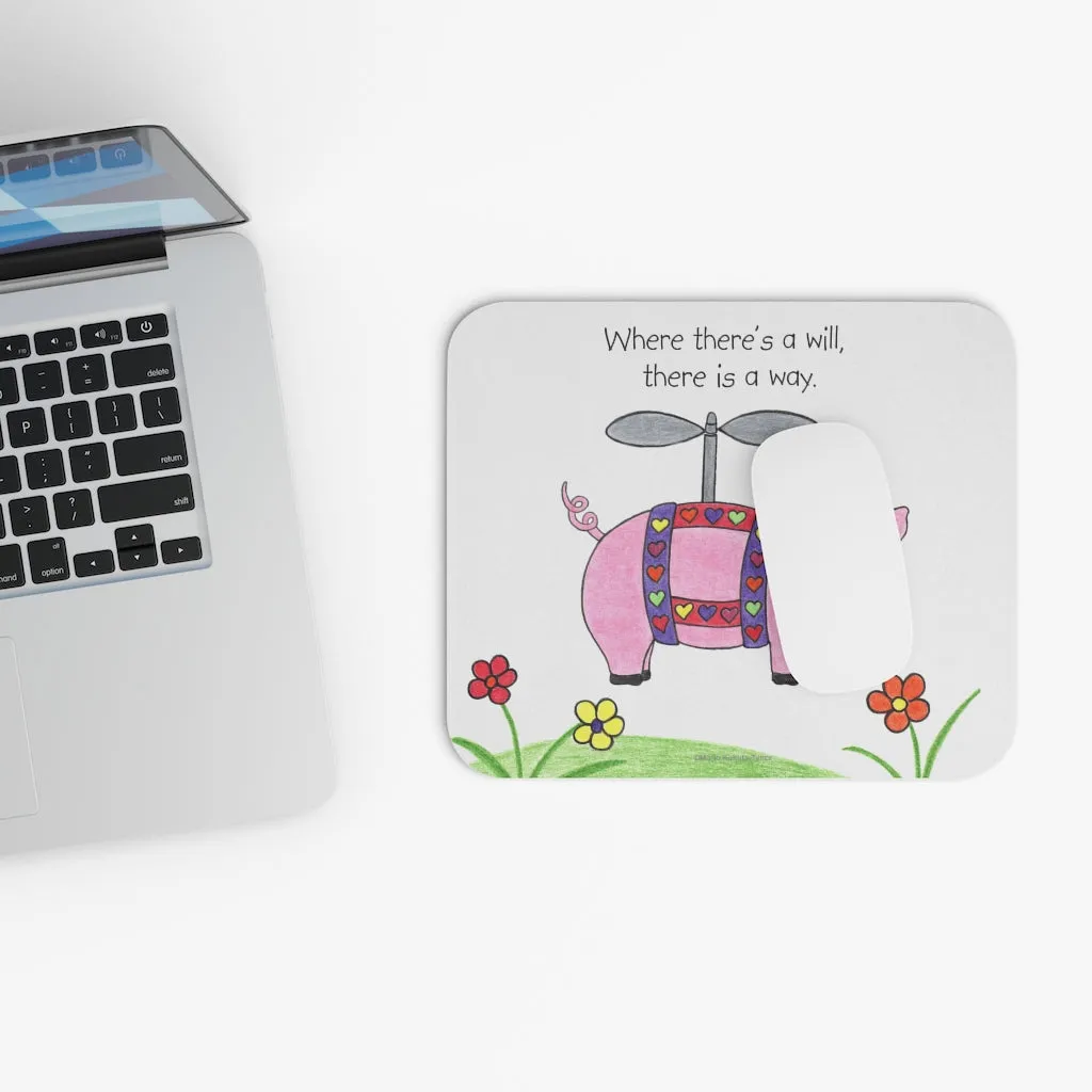 Penelope the Flying Pig Mouse Pad, Inspirational Mouse Pads, Gifts for Kids Teens Adults