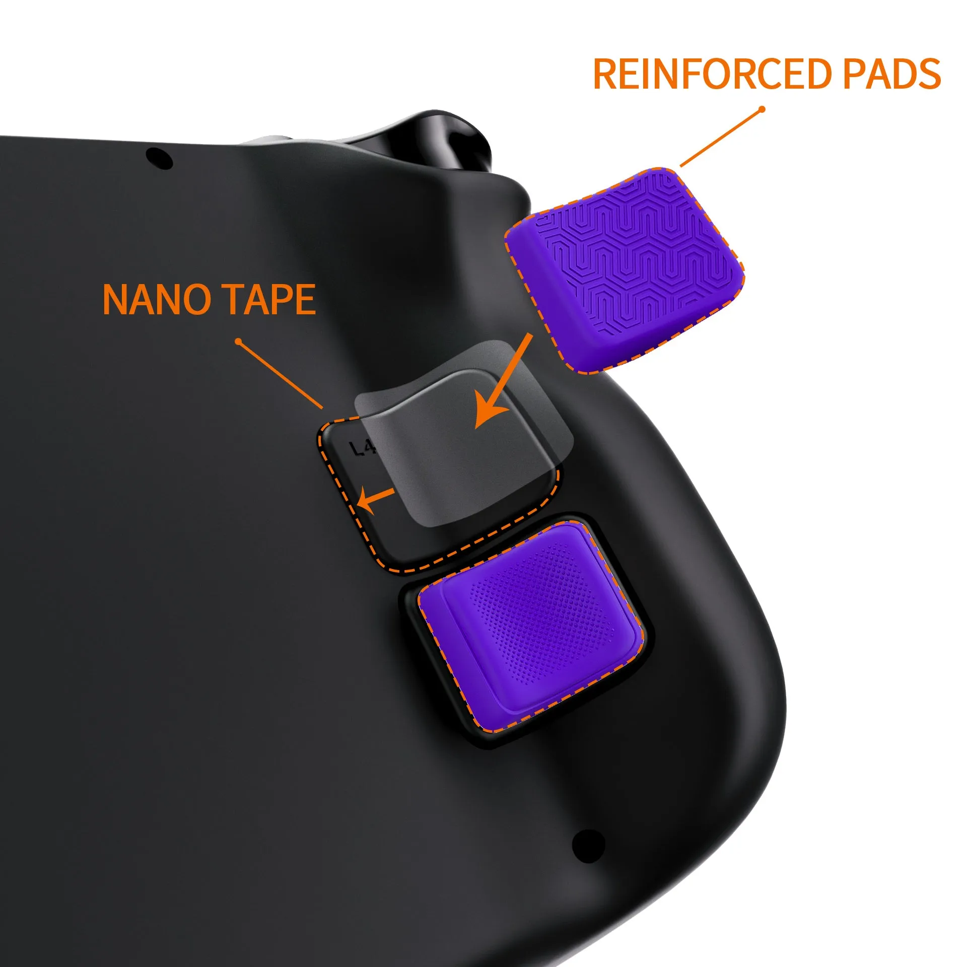 PlayVital Mix Version Back Button Enhancement Set for Steam Deck LCD, Grip Improvement Button Protection Kit for Steam Deck OLED - Streamlined & Studded Design - Purple - PGSDM012