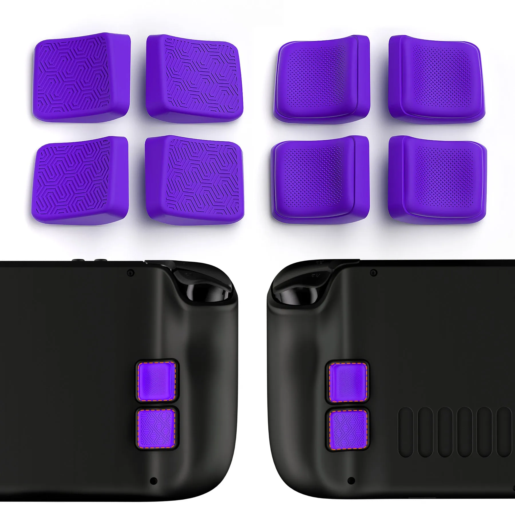 PlayVital Mix Version Back Button Enhancement Set for Steam Deck LCD, Grip Improvement Button Protection Kit for Steam Deck OLED - Streamlined & Studded Design - Purple - PGSDM012
