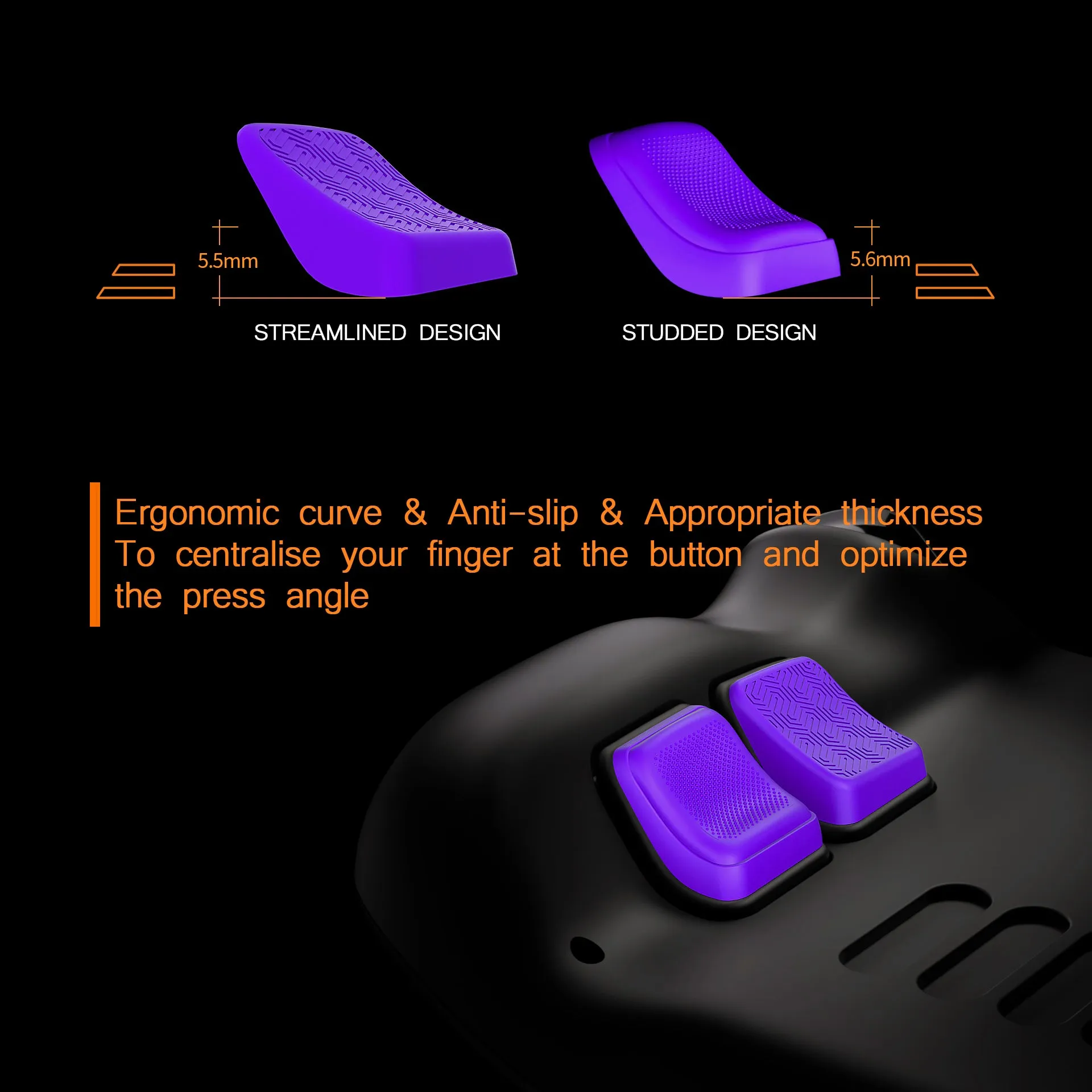 PlayVital Mix Version Back Button Enhancement Set for Steam Deck LCD, Grip Improvement Button Protection Kit for Steam Deck OLED - Streamlined & Studded Design - Purple - PGSDM012