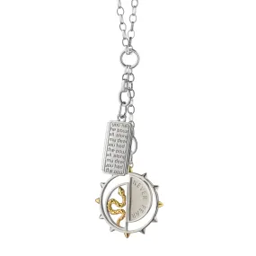 "Never Fear" Snake and "Dorothy" Silver and 18K Gold Medallion Charm Necklace