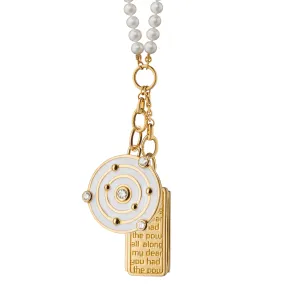 "The Time is Now" and "Dorothy" Medallion Pearl Charm Necklace
