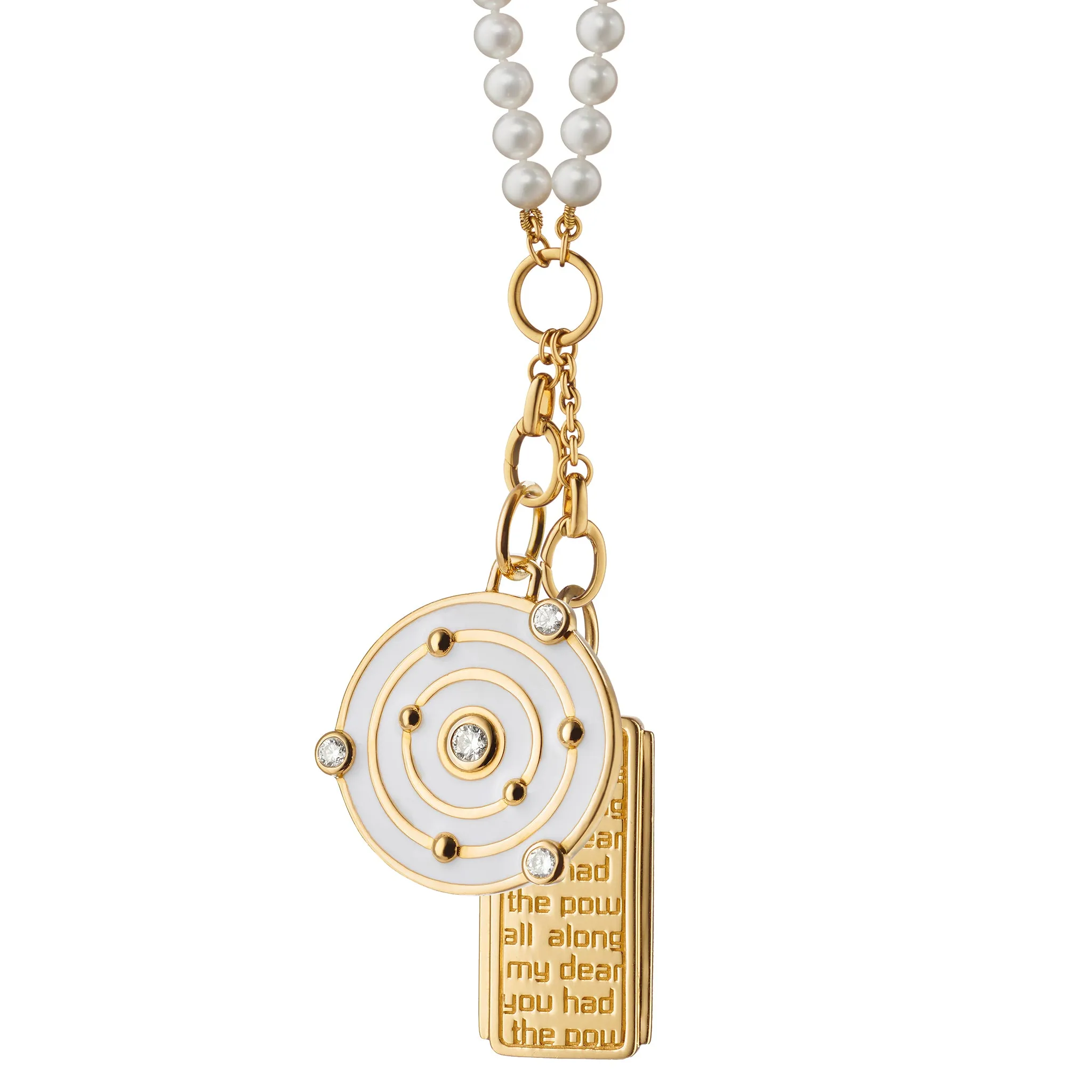 "The Time is Now" and "Dorothy" Medallion Pearl Charm Necklace