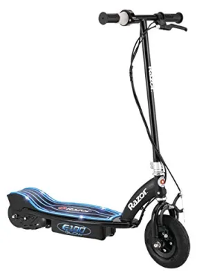 Razor E100 Glow Electric Scooter for Kids Age 8 , LED Light-Up Deck, 8" Air-filled Front Tire, Up to 40 Minutes Continuous Ride Time