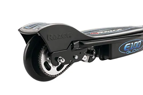 Razor E100 Glow Electric Scooter for Kids Age 8 , LED Light-Up Deck, 8" Air-filled Front Tire, Up to 40 Minutes Continuous Ride Time